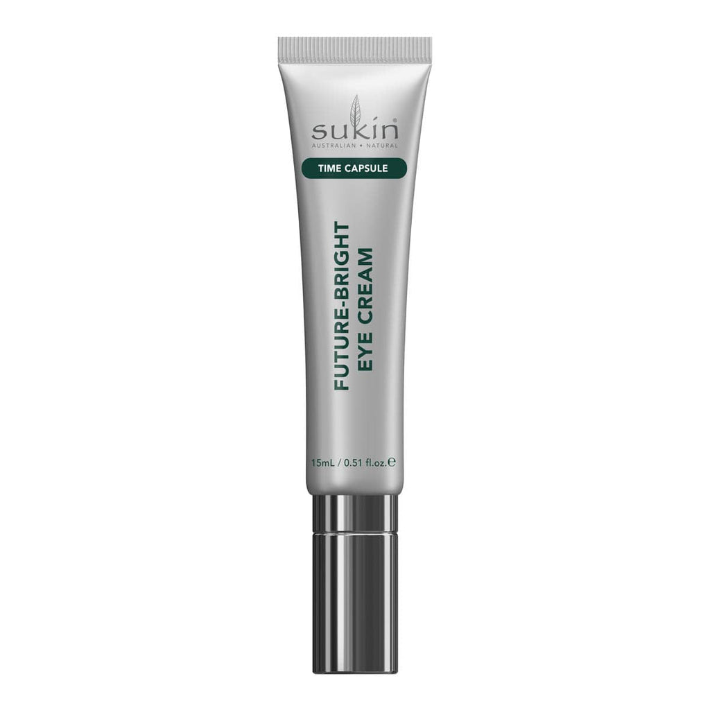 Sukin Future-Bright Eye Cream tube on a white background.