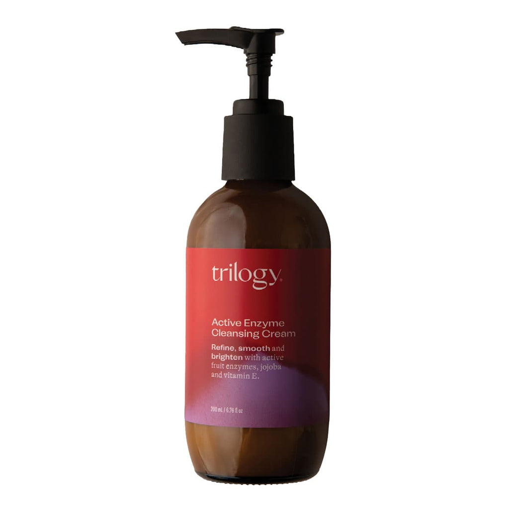 Bottle of Trilogy Active Enzyme Cleansing Cream on a white background.