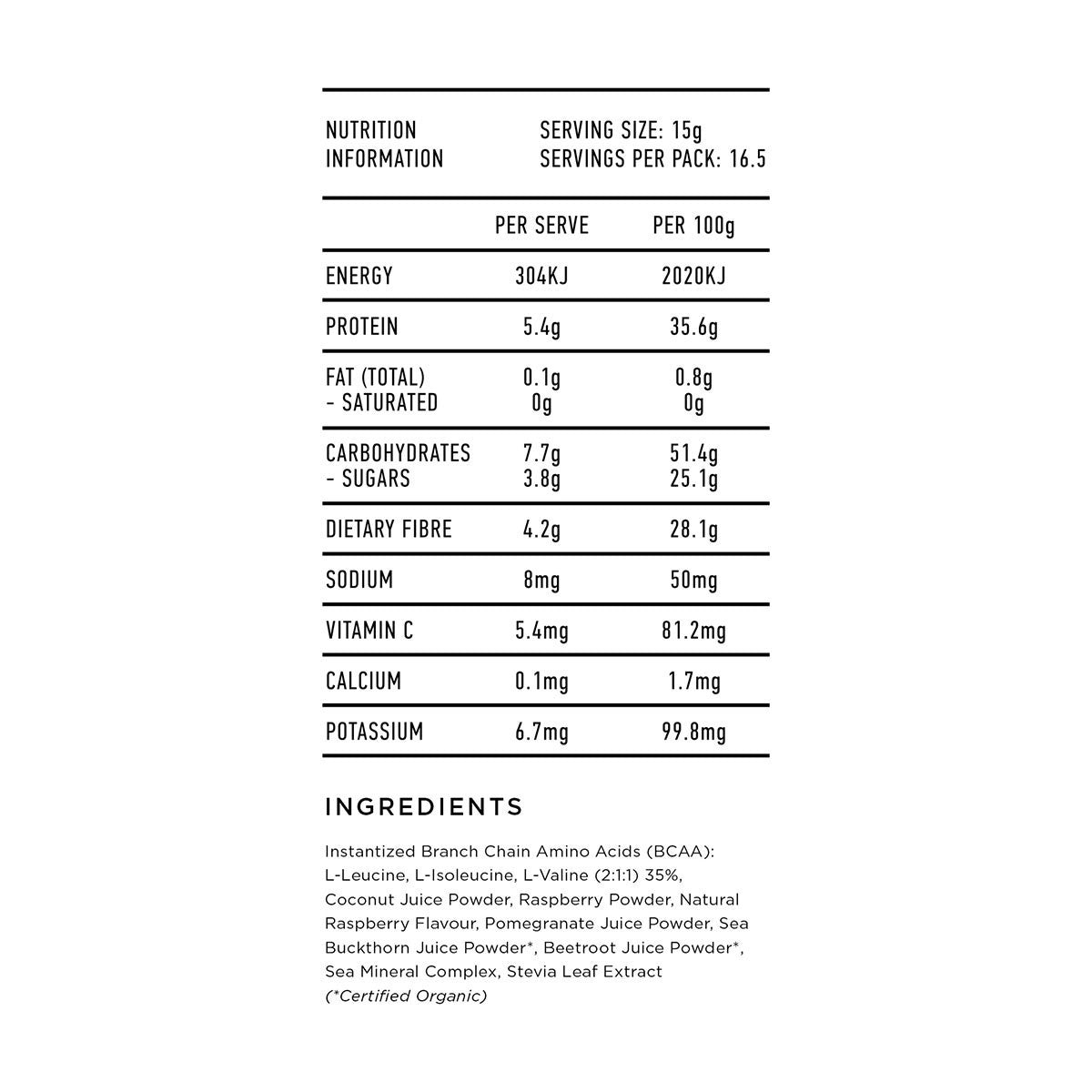 Tropeaka Tone BCAA+ - Natural Raspberry Flavour _3