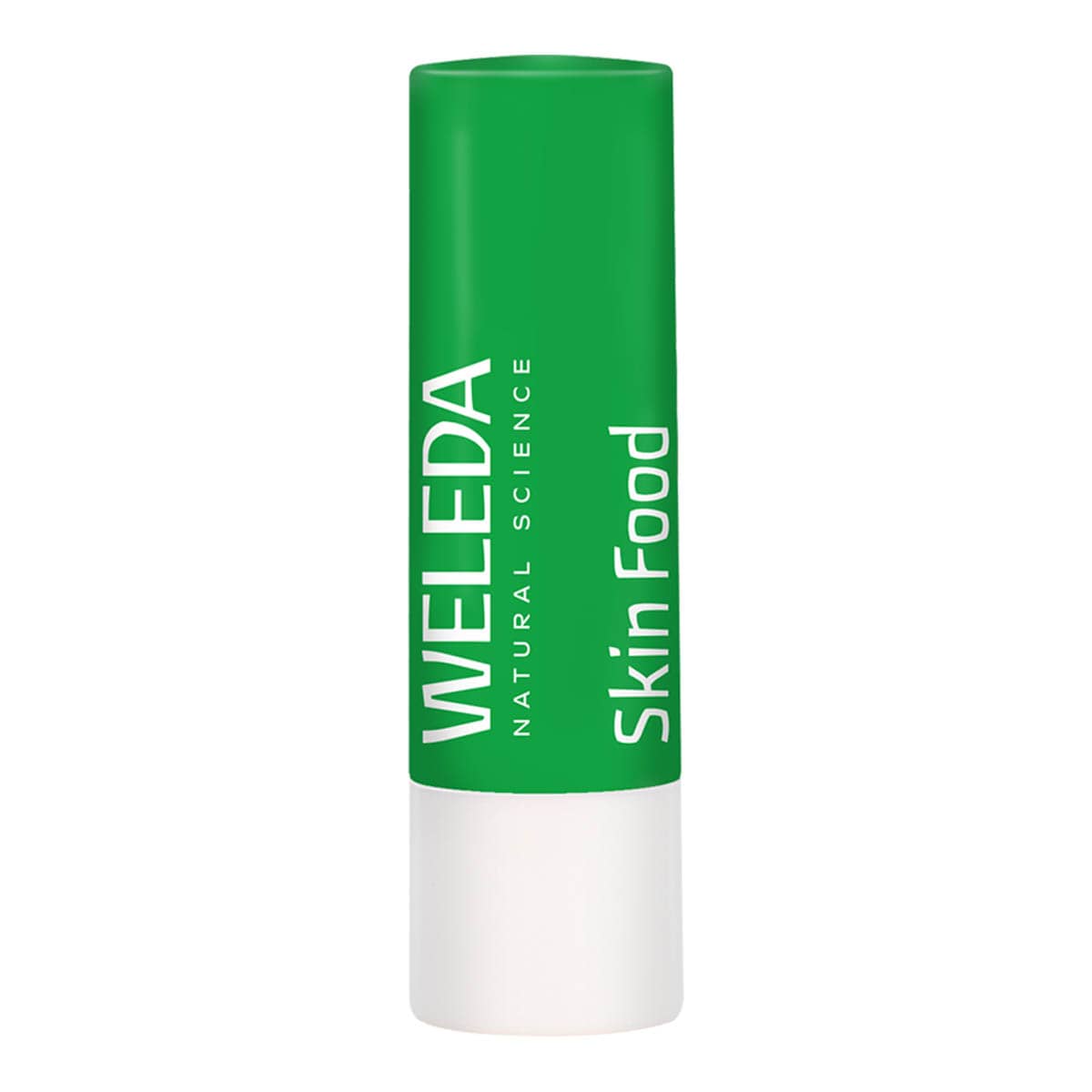Weleda Skin Food lip balm on a white background